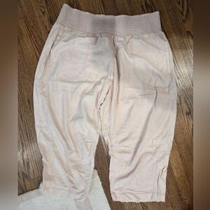 Anthropologie Light Blush Pink Smocked Waist Capris